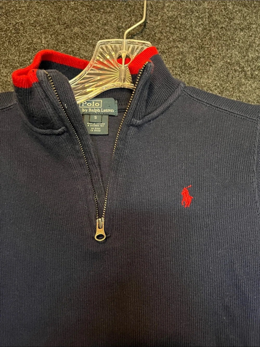 Polo by Ralph Lauren Navy Quarter-Zip Pullover with Red Pony